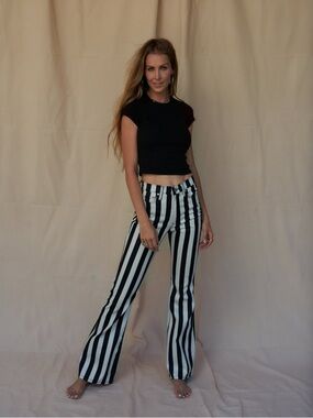 Midheaven x Cynthia Rowley Stella Striped Flare Jeans